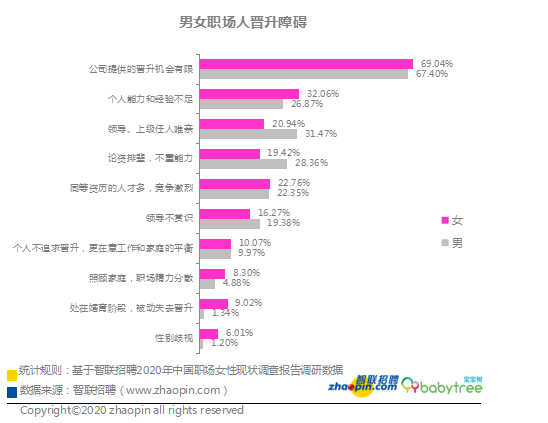 2020中国女性职场现状调查报告生育是女性职业发展的主要瓶颈