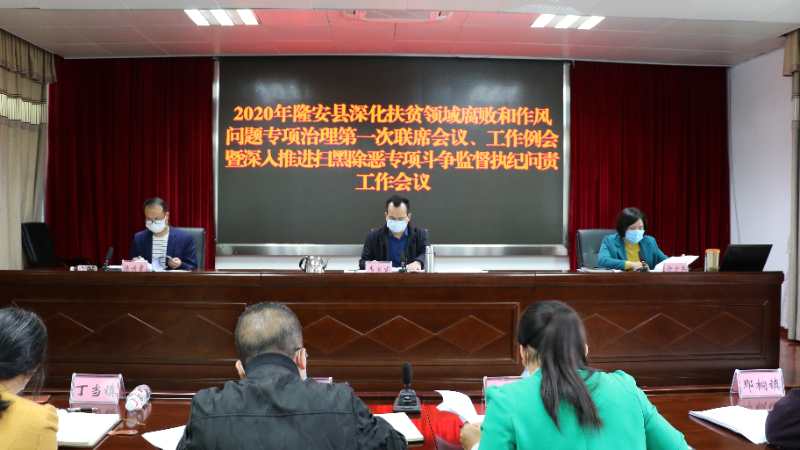 4月24日,隆安县委常委,县纪委书记,县监委主任韦家甫(主席台左二)就