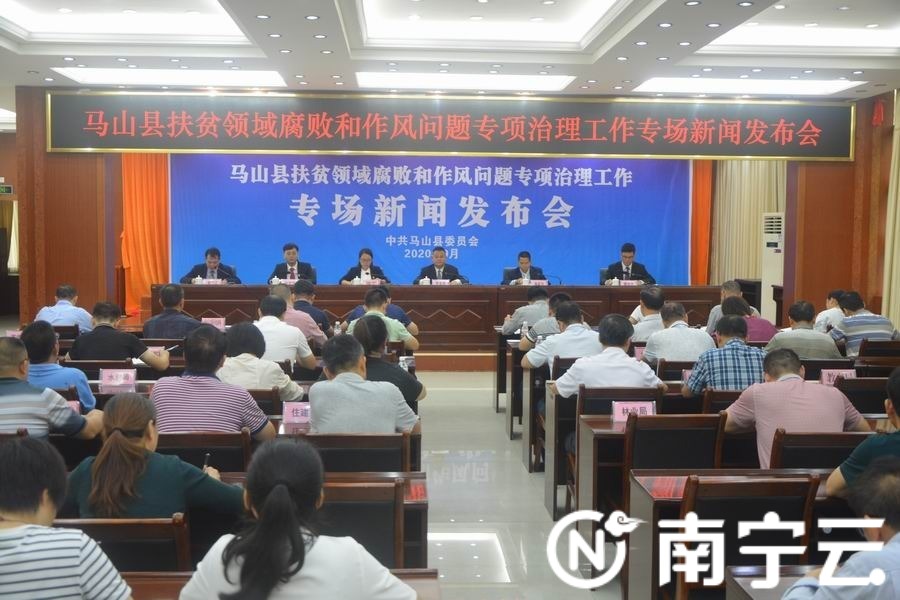 记者 罗宁 摄马山县委常委,纪委书记,监委主任李金发介绍扶贫领域