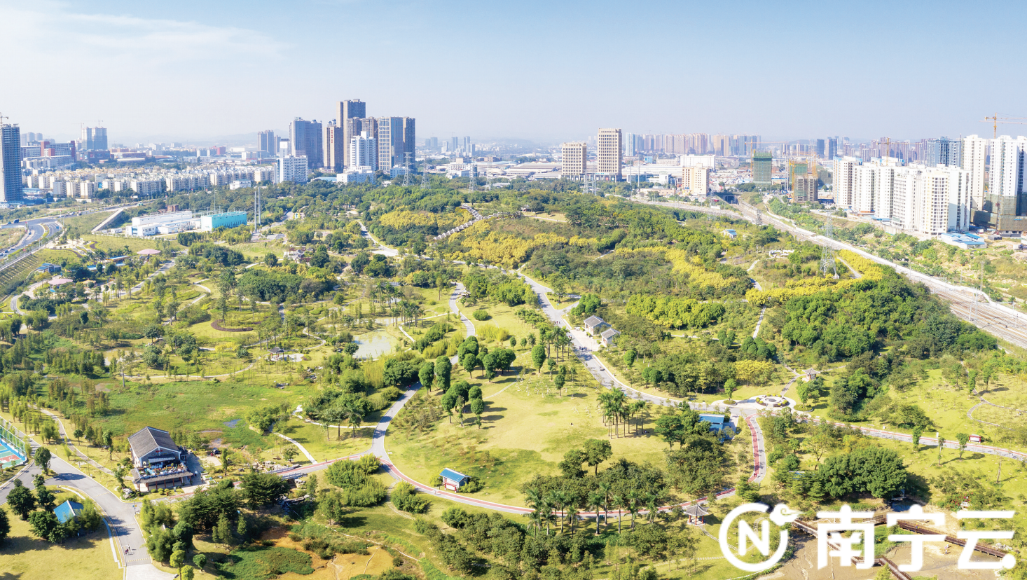 江南公园秋景.黄槐花开正灿烂.夹竹桃花开正艳引客来.
